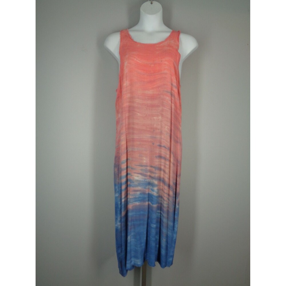 Sam Lavi Sunset Soiree Frayed Tank Maxi Dress Size Medium Cover Up Ombré - Picture 4 of 12